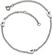 [JewelryWeb] Stainless Steel Spring-Ring Polished Love Hearts With 1inch Extension Anklet 6mm Wide - 23 Centimeters