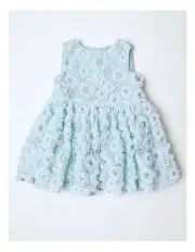 [Origami] Skye Sleeveless Woven Fit and Flare Dress With Tulle Rouleau in Light Blue