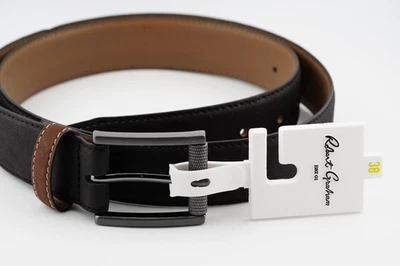 ROBERT GRAHAM Signature Ripaso Rich Black Leather Belt SZ 38 NWT