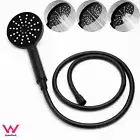WELS 7.5L/m Matt Black Round Hand Held Shower Head 3 Mode Sparyer 1.5m PVC Hose