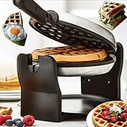Rotating Belgian Waffle Maker,180° Flip Electric Aluminum Mini Waffle Machine with Adjustable Temperature Control&Non-Stick Plates,4-Slice Waffle Muffin Maker with Cold Touch Handle,for Desserts
