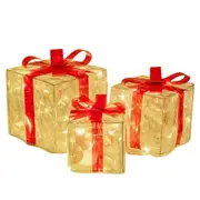 Sparkling Trio: Festive LED Christmas Gift Boxes Set