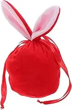 IMIKEYA Large Plush Easter Bunny Candy Bag Soft Velvet Drawstring Goodie Bag with Rabbit Ears for Easter Treats School Parties and Festive Celebrations and Adorable Design
