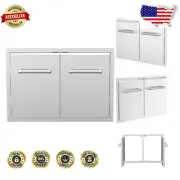 33" Stainless Steel Double Access Door for Outdoor Kitchens - Heavy-Duty Handles