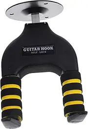 Kisangel 1pc Guitar Wall Mount Hanger with Mechanism Gravity Rack Hook Holder for Acoustic Electric Bass Mandolin Ukulele Space Saving Display Stand for Home Use