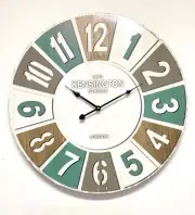 Clock : 60cm (23.5") Quality Large Wooden Analog Wall Clock - The Spinning Wheel