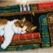 CozyCat Crafts: Whiskered Tales Latch Hook Rug & Crochet Kit - Purrfect DIY Sofa