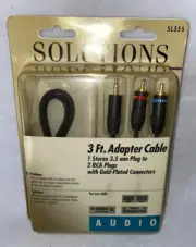 3.5mm 1/8" Male Stereo Plug Jack To 2 RCA Gold Plated Connectors 3 Ft Cable