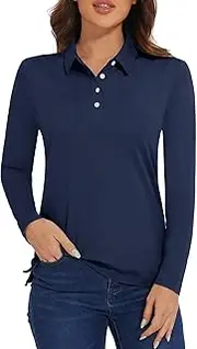 [MAGCOMSEN] Women's Polo Shirts Long Sleeve Golf T Shirt Quick Dry UPF 50+ Sun Protection Lightweight Tennis Shirts