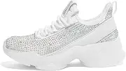 [LUCKY STEP] Girls Rhinestone Slip On Sneakers Kids Sparkly Lightweight Tennis School Knit Jelly Sole Glitter Walking Shoes Toddler