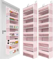 HOMELUX THEORY 2 PC Heavy Duty Over the Door Organizer 55x14x6.7, 6 Large Front & 12 Side Pockets, Hanging Storage Closet Door Organizer for Bedroom, Bathroom and Baby Nursery Storage (Baby Pink)