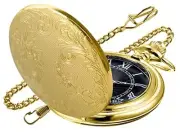 Gold Carved Flower Quartz Pocket Watch with Quartz Movement, Pocket Watch with