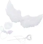 Ipetboom 1 Set Angel Feather Wings Headband Set Girl Outfits Fairy Wing for Fairies Party Supplies Fairy Wing Costume Props Fairy Fairy Costume Iron Wire White