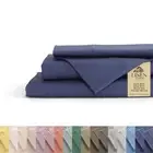 100% Cotton Percale Sheets King Size, Dark Blue, Deep Pocket, 4 Pieces Sheet ...