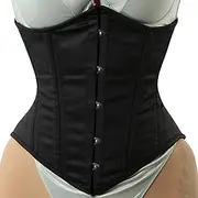 [Corsets Island] Black Cotton Corset Womens Underbust Waist Training Corset Heavy Duty Double Steel Boned Cotton Black Corset