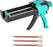 Zyklonix Dual Caulking Gun，Epoxy Gun for 13.5 fl oz/ 400 ml(1:1 Mix Ratio)，Manual Dual Component Adhesive Applicator with Mixing Nozzles，Hand Cartridge Caulk Gun,Green