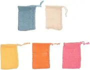 Healeved Bath Soap Foaming Pouch 5pcs Set Drawstring Storage Bag Easy Hang Store for Hotel Dormitory