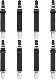 [N+A] Multifunction Elastic Stocking Clips Suspenders Garter Belt for Girdles Corset Straps Adjustable Leg Garter Girdles Fasteners Keep Your Lingerie Corset Snag on 8Pcs Black, Black, One Size