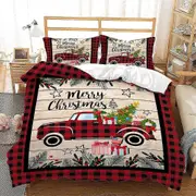 v5239 Bed Sheets Merry Christmas Red Square Bedding Set Truck /Doona Cover Pillowcase Bed Sheets IU5239