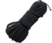 4mm/65.6 FT Elastic Bungee Shock Cord, TuNan Heavy Duty Round Stretch String Elastic Rope for DIY Crafts Tie Downs - Black