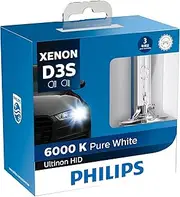 Philips 6000K Pure White D3S Ultinon HID Car Headlight Xenon Bulb (Pack of 2)