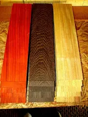 15 PIECES KILN DRIED SANDED THIN BLOODWOOD, WENGE, CANARYWOOD 12" X 3" X 1/4"