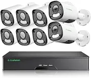 4 Megapixel (4MP) All-Aluminum Waterproof IP67 Security Camera System, 8-Channel NVR with 8 POE Cameras & 2TB HDD, Military-Grade Dual-Light Night Vision