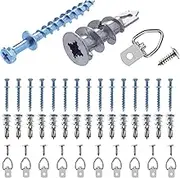 Drywall Self-Drilling Anchors with Screws Kit - Double-Headed Bear Claw Wall Picture Hangers Screw, D-Ring Steel Picture Hanger, 4-in-1 Hanging Hooks for Sawtooth, Wire, Keyholes Hanging