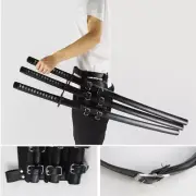 Black Retro PU Leather Medieval Sword Frog Holster Rapier Scabbard Holder Belt