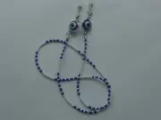 BLUE DOUBLE SIDED EVIL EYE PROTECTION BEADED EYEGLASS HOLDER NECKLACE CHAIN