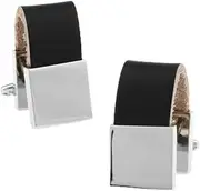 [JYHLSHBA] Cufflinks For Men 1 Pair Of Black Leather Chain Cufflinks Men'S French Shirt Suit Cufflinks