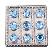 30HS Set Of 16 Western Screw Back Concho Blue Crystal Square Bling Cowgirl