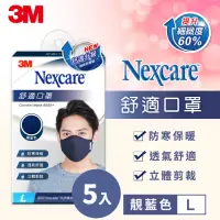 在飛比找Yahoo奇摩購物中心優惠-3M Nexcare 舒適口罩升級款-靛藍色(L)成人口罩 