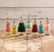 Set7 3-4" Mini Frosted Cupcake Sprinkles Bottlebrush Tree Sweets Christmas Decor