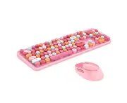 Momax Wireless Keyboard And Mouse Set Multicolor Round keycaps -Pink