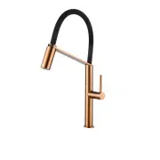 CORI Pull Down Kitchen Mixer Tap - Copper with Black Silicone