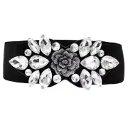 Elastic Rhinestone Belts for Women-Crystal Wide Stretchy Belts for Dress Cint...