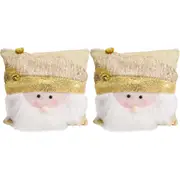 2x LVD Cushion Santa Gold Decorative Throw Pillow Home/Lounge Christmas Decor