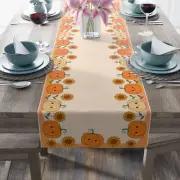 Quirky Pumpkin & Sunflower Table Runner – Cute Fall Decor