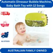 Automatic Dinosaur Bubble Machine, Baby Bath Toy with 12 Songs, Gift for Kids 3-