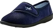 [rivers] Womens - Slippers Winter - Blue - Shoes - Smart Casual Fashion Footwear - Velcro - Round - Closed Toe - Flat Sole - Navy - Shelby Rip Tape