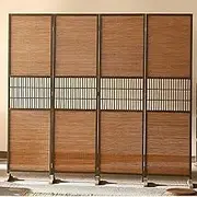 3/4/5/6 Panel Wood Room Divider, Folding Privacy Screens Screen Chinese Style Retro, Tall Portable Partition, Gazebo/Yard/Doorway Wall Divider Fence(4 Pack)