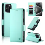 Wallet Case for IPhone 15 Pro Max,Slim Protective Shockproof Case With Card Holder,Premium PU Leather Kickstand-Light Green