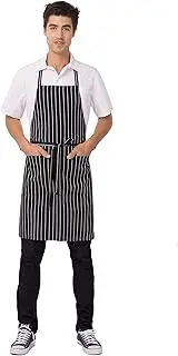 Chef Works Unisex Bib Apron, Black Chalk Stripe, One Size