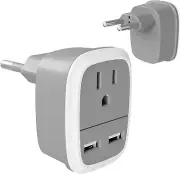 Adaptador de Enchufe Europeo a Americano Enchufe Europeo USB Toma Corriente Vi..