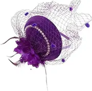 [VICASKY] Purple Hats for Women Top Hat Hair Clip Plastic Hair Clips Tea Party Hat Purple Cloth