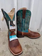 Ariat Wild Thang Mens Size 13 D Brown Green Leather Square Toe Cowboy Boots