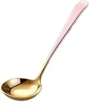 Dinner Spoon Stainless Steel Spoon Modern Tableware Spoon, Large Soup Spoon Long Handle Kitchen Soup Spoon (Color : Gold)