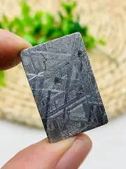 Muonionalusta meteorite square, etched&polished, Swedish M iron meteorite 12g