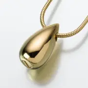 Gold Vermeil Slide Teardrop Pendant Funeral Cremation Jewelry Urn For Ashes